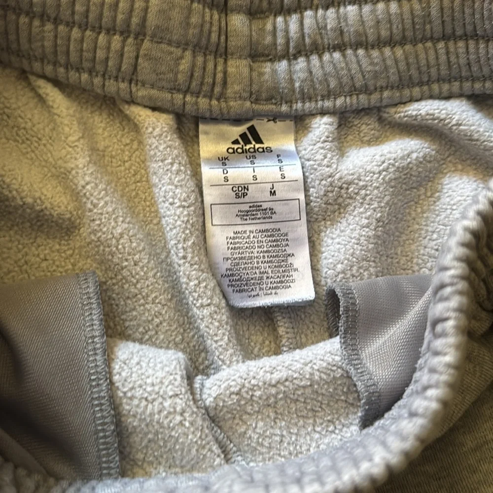 Adidas Men's Athletic Gray Shorts with Black Stripes - Picture 7 of 9